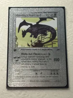 Pokemon Shining Charizard Silver Foil Holo Textured Fan Art Card Nintendo - Image 1