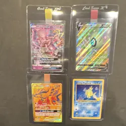 Pokemon Lot of 4 Cards Mewtwo GX Celebi V Reshiram &Charizard Shining Magikarp - Image 1