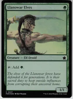 MTG Llanowar Elves Foil NM Foundations Magic 227 - Image 1