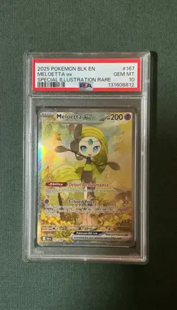 2025 POKEMON BLK EN-BLACK BOLT SPECIAL ILLUSTRATION RARE #167 MELOETTA EX PSA 10 - Image 1