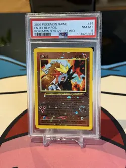 PSA 8 Entei HUGE SWIRL x2 2001 Pokemon 3 Movie Black Star Promo 34 Rare Vintage - Image 1