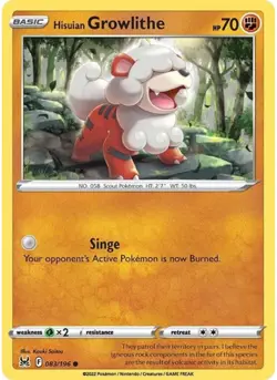 Hisuian Growlithe 083/196 Pokemon NM - Lost Origin - Image 1