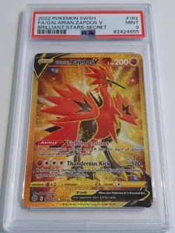 2022 Pokemon SWSH Galarian Zapdos V 182/172 SECRET Brillian Stars - PSA 9 - Image 1