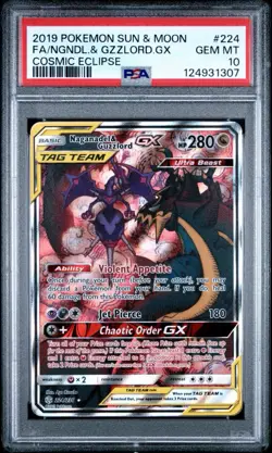 Pokemon Naganadel & Guzzlord GX Cosmic Eclipse 224/236 Ultra Rare Holo PSA 10 - Image 1