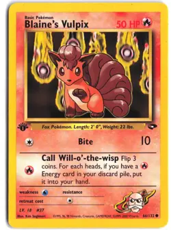 Blaine's Vulpix 66/132 Common Gym Challenge Pokemon 1st Edition - Image 1