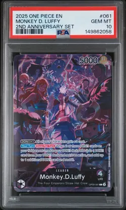 #1 2025 One Piece EN 2nd Anniversary Set #061 Monkey D. Luffy PSA 10 GEM MINT - Image 1