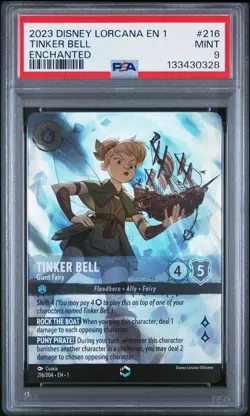 DISNEY LORCANA #216 TINKER BELL - GIANT FAIRY EN THE FIRST CHAPTER PSA 9 [328] - Image 1