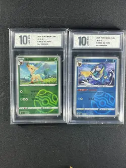 Pokemon 2pc Chinese cards Leafeon Glaceon CBB2C-0710 0210 Grade10 - Image 1