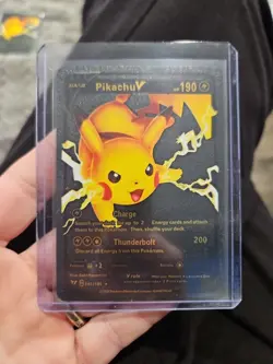 Pikachu V Black Foil Fan Art Viny Textured Collector Pokemon Card - Image 1