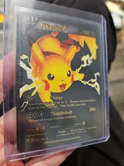 Pikachu V Black Foil Fan Art Viny Textured Collector Pokemon Card - Image 2