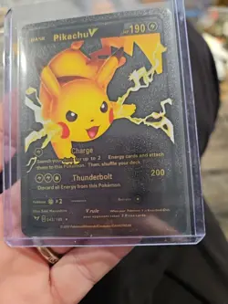 Pikachu V Black Foil Fan Art Viny Textured Collector Pokemon Card - Image 3