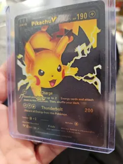 Pikachu V Black Foil Fan Art Viny Textured Collector Pokemon Card - Image 4