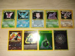 Lot of 9 Vintage Wizards of the Coast Holographic Pokemon TCG Trading Cards - Image 1