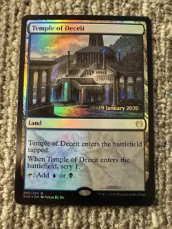 Magic MTG Temple of Deceit Foil Prerelease THB Rare Land 245/254 English 2020 - Image 1