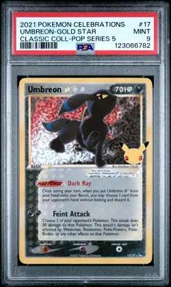 2021 POKEMON CELEBRATIONS CLASSIC COLL #17 UMBREON-GOLD STAR PSA 9 - Image 1
