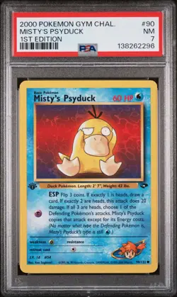 PSA 7 MISTY'S PSYDUCK 1ST EDITION GYM CHALLENGE 90 2000 POKEMON MJ - Image 1