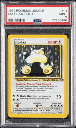 1999 POKEMON JUNGLE #11 SNORLAX-HOLO PSA 9 - Image 1