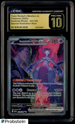 2025 Pokemon Destined Rivals Team Rocket's Mewtwo ex SIR CGC 10 PRISTINE - Image 1