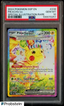2024 Pokemon SSP EN Special Illustration Rare #238 Pikachu ex PSA 10 GEM MINT - Image 1