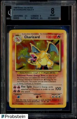 1999 Pokemon Game Base Set Unlimited #4 Charizard Holo Rare BGS 8 w/ 9.5 - Image 1