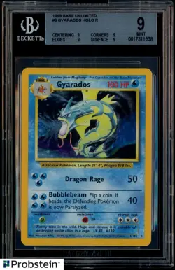 1999 Pokemon Game Base Unlimited #6 Gyarados Holo Rare BGS 9 MINT - Image 1