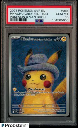 Pokemon Pikachu with Grey Felt Hat Van Gogh 085 Promo PSA 10 Graded GEM MINT - Image 1