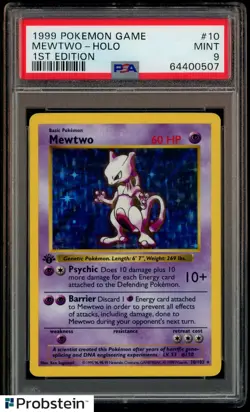 1999 Pokemon Game 1st Edition #10 Mewtwo Holo PSA 9 MINT - Image 1