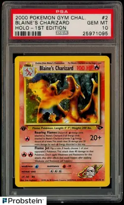 2000 Pokemon Gym Challenge #2 Blaine's Charizard 1st Edition PSA 10 GEM MINT - Image 1