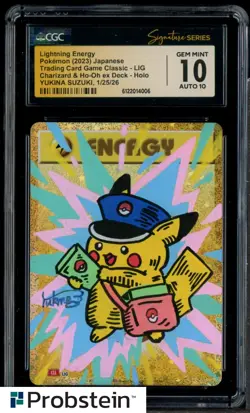 Yukina Suzuki Signed Sketched Pokemon JPN Lightning Energy CGC 10 AUTO 10 - Image 1