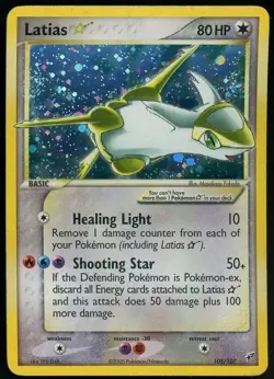 2005 Pokemon EX Deoxys #105/107 Latias Gold Star Holo Rare w/ Swirl - Image 1