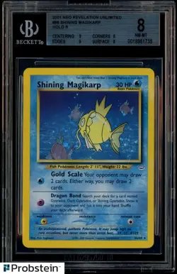 2001 Pokemon Neo Revelation Unlimited #66 Shining Magikarp Holo BGS 8 w/ (2) 9's - Image 1