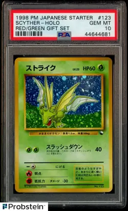 1998 Pokemon Japanese Starter Red/Green Gift Set #123 Scyther Holo PSA 10 - Image 1