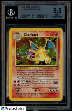 1999 Pokemon Base Unlimited #4 Charizard - Holo BGS 8.5 - Image 1