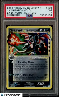 2006 Pokemon Gold Star EX Dragon Frontiers #100 Charizard Holo PSA 7 NM - Image 1
