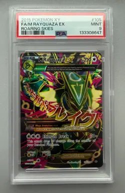 2015 POKEMON XY ROARING SKIES #105 FULL ART/M RAYQUAZA EX PSA MINT 9 - Image 1