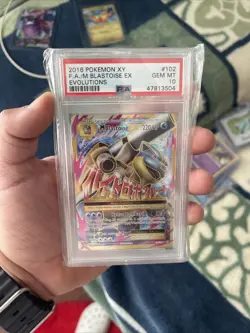 2016 POKEMON XY EVOLUTIONS #102 FULL ART/M BLASTOISE EX PSA 10 - Image 1