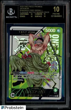 One Piece TCG Roronoa Zoro Serial Japan BGS Black Label OP12-020 - Image 1