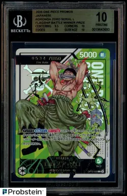 2026 One Piece Promo JPN Roronoa Zoro Serial Flagship Battle Winner Prize BGS 10 - Image 1