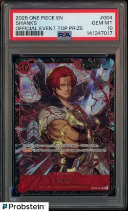 2025 One Piece EN Official Event Top Prize #004 Shanks PSA 10 GEM MINT - Image 1