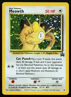 Meowth 10 Holo WOTC Black Star Promo Pokemon Card - Image 1