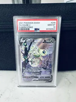 Pokemon TCG Celebi v Fusion Strike Alternative Art PSA 10 Gem Mint, Card 245/264 - Image 1