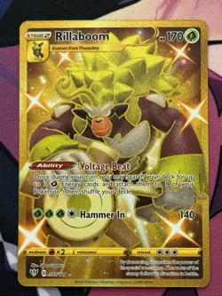 Rillaboom 197/189 Darkness Ablaze Full Art Gold Secret Rare Pokemon Card - Image 1