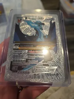 M Charizard EX Silver Foil Fan Art Vinyl Premium Collector Card Blue - Image 3