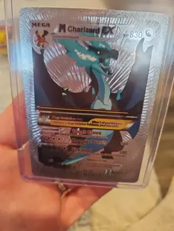 M Charizard EX Silver Foil Fan Art Vinyl Premium Collector Card Blue - Image 5