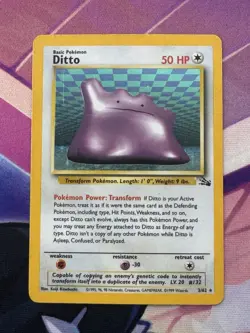 Pokemon TCG Ditto Fossil 3/62 Holo Unlimited Rare Card MP - Image 1