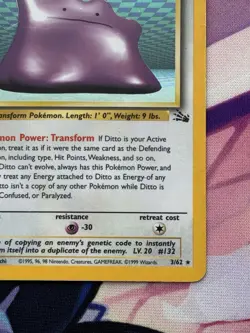 Pokemon TCG Ditto Fossil 3/62 Holo Unlimited Rare Card MP - Image 4