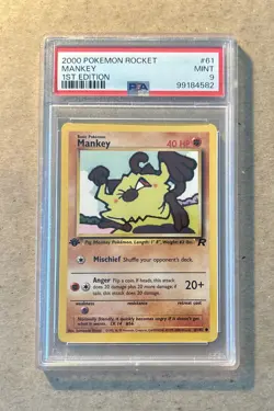2000 Pokemon Team Rocket Mankey 1st Edition Card #61 PSA 9 - Image 1