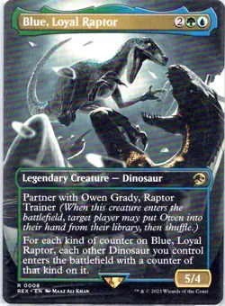 Blue, Loyal Raptor (Borderless) | Normal | REX | 8 | NM | Maaz Ali Khan - Image 1