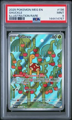2025 Pokemon Mega Evolution Shuckle #136 Illustration Rare PSA 9 Mint - Image 1