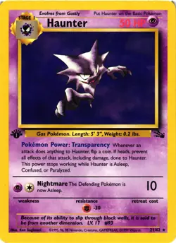 Pokemon TCG Haunter Fossil 1st Edition 21/62 Non-Holo LP - Image 1
